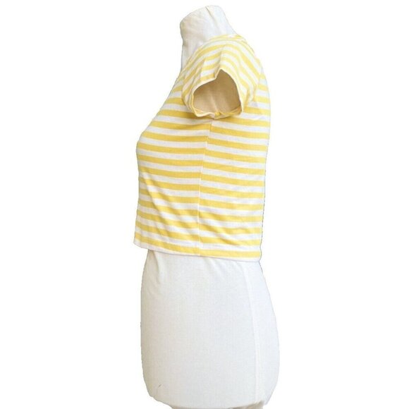 After Party by Nasty Gal Womens Yellow Striped Crop Top Tee T-Shirt Size S - Picture 13 of 15